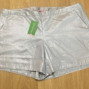 NWT Lilly Pulitzer Kasia 5” Shorts Silver Metallic